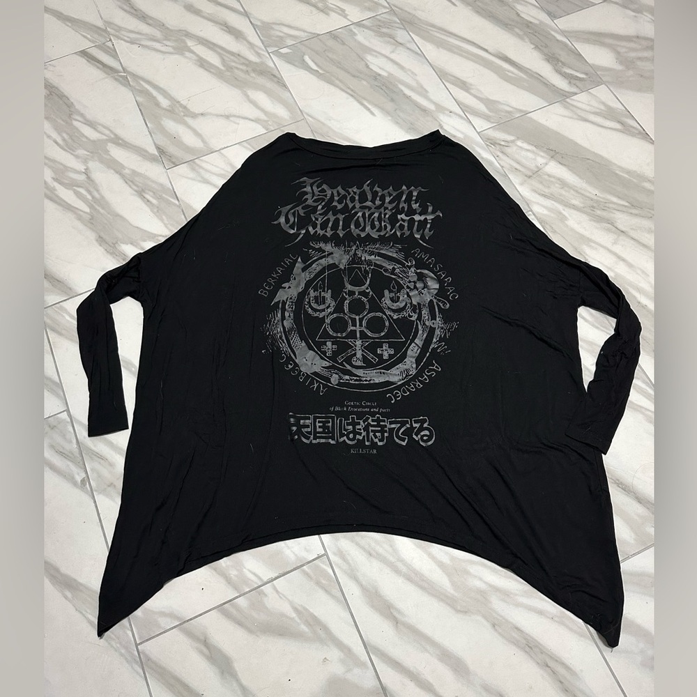 Killstar heaven can wait Longsleeve bat wing cut shirt thumbholes gothic satanic